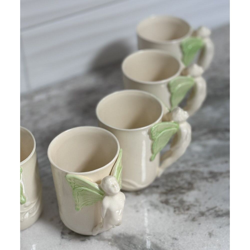 Vtg Vandor Imports 1979 Fairy Nymphs Winged Handle Coffee Cups Mugs Set 7 - Picture 4 of 13